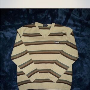 Umbro Men's Striped Sweater - Cream and Brown